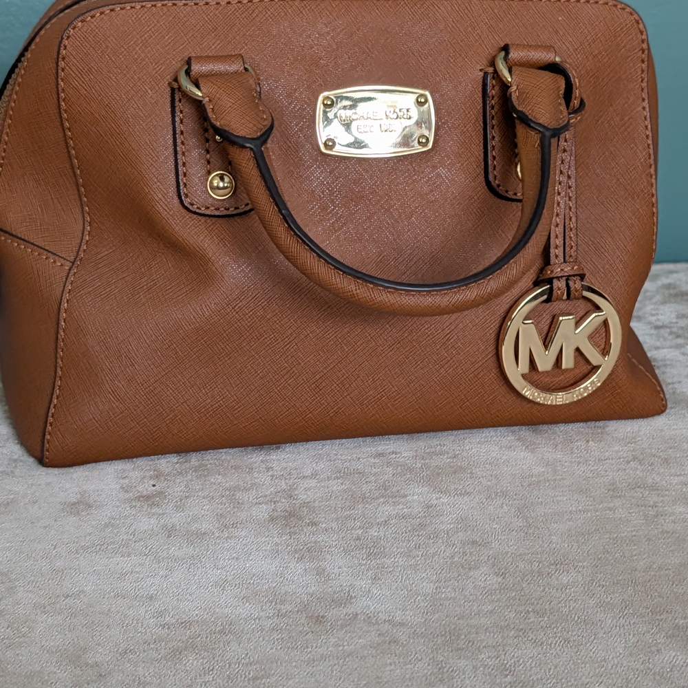 MICHAEL Michael Kors LAILA  Brown Leather Satchel - Picture 5 of 16